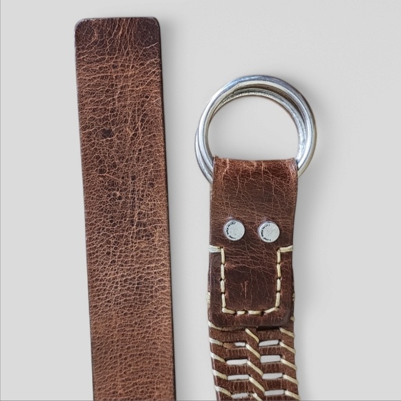 Calvin Klein Genuine Leather Belt Double Ring Buckle Western Brown Size Large - Picture 5 of 13